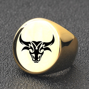 Bague Tête de Taureau Ronde 22MM en Acier Inoxydable 304, Style Européen et Américain, Bijou Femme, Cadeau - Product Image 4
