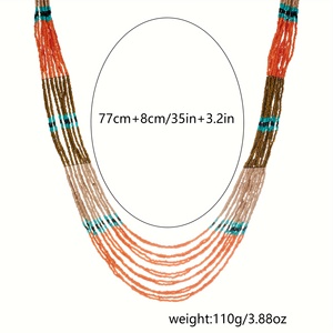 قلادة بوهيمية متعددة الخيوط من الخرز الزجاجي - إكسسوار متعدد الاستخدامات للقمصان، تصميم عصري على طراز Y2K، مثالي - Product Image 4