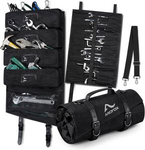 Muestra gratuita: Bolsa organizadora enrollable portátil profesional con múltiples bolsillos para herramientas y llaves, para colgar. - Product Image 6