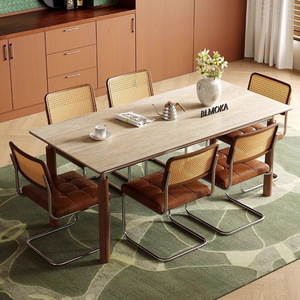 โต๊ะรับประทานอาหารทรงสี่เหลี่ยมผืนผ้าไม้เนื้อแข็งสไตล์บาวเฮาส์ สีวอลนัท เฟอร์นิเจอร์บ้านสไตล์นอร์ดิกสมัยใหม่ โครงสร้างแข็งแรง ดีไซน์แบบผสมผสาน - Product Image 3