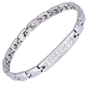 Sparkling Womens Czech Crystal Titanium Magnetic Therapy Bracelet Pain Relief For Arthritis