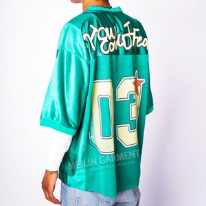 Custom High Quality Mesh Sport Jersey <b>Tshirt</b> Manufacturer Oversized <b>Baseball</b> Print V-neck Football T-shirts - Product Image 2