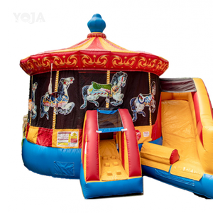 Château gonflable Yoja YOA-15 personnalisable pour enfants, intérieur/extérieur, avec carrousel, en PVC, certifié CE - Product Image 1