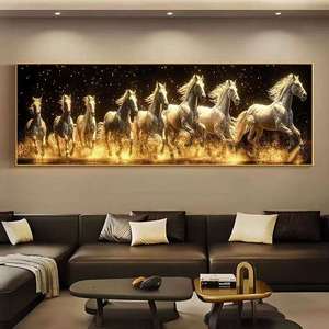 Decorazione Moderna 7: Quadro Cavallo in Corsa, Poster Moderno con Stampa Animale, <span class=keywords><strong>Arte</strong></span> Murale con Immagine <span class=keywords><strong>di</strong></span> Cavallo, Dipinto LED - Product Image 3