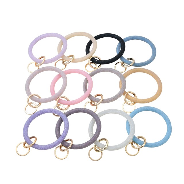 Wristlet Keychain Circle Silicone Bangle Keyring Oversized Bracelet Key Ring Holder Silicone Wrist Keychain Round Keyring Holder