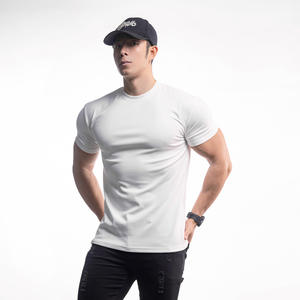 Camiseta Deportiva de Manga Corta para Hombre, de Terciopelo Grueso de Doble Cara, Color Sólido, 100% Algodón, con Serigrafía - Product Image 1