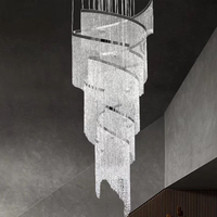 SHENGQIU Escalier en colimaçon Longs Lustres K9 Cristal Grand Moderne De Luxe Personnalisé Intérieur LED 80 Hôtel Conceptions Personnalisées