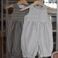 Kwalitatief hoogwaardige schattige baby romper met strepenprint, verkrijgbaar in diverse kleuren, 100% katoen, ademend, zomer.