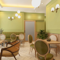 Design de restaurant moderne haut de gamme personnalisé Ensemble de meubles pour café avec éclairage LED Matériau en fer Vitrines