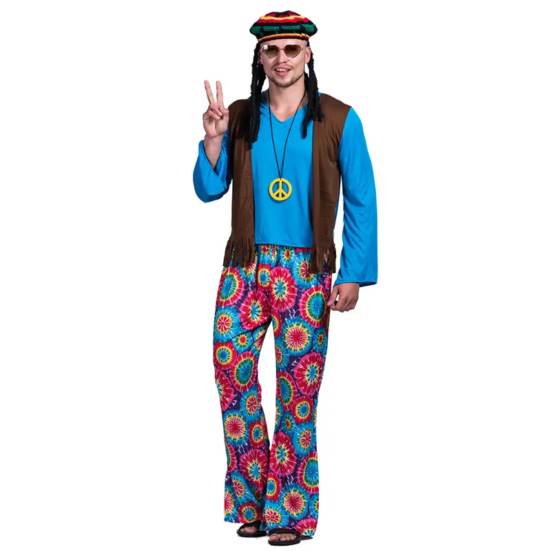 Nieuwe Collectie Hippie Kleding Mannen Disco Feest Kostuums Voor Mannen Jaren 70 Disco Kostuum Heren