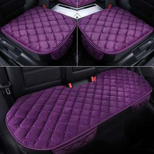 3 pièces Housse de siège de voiture universelle antidérapante en fourrure colorée Housse de siège de voiture en peluche d'hiver Ensemble complet sans dossier antidérapant 3 pièces universel - Product Image 3