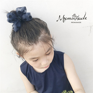 MOMSMADE เครื่องประดับผมเด็กใหม่สไตล์เกาหลีสำหรับเด็กผู้หญิง: ผ้าคาดผมผูกโบว์ลายจุดเย็บด้วยมือผ้าคาดผมผูกผม - Product Image 2