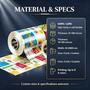 Custom Printed Packaging Film Roll Stock Tubular Film HDPE LDPE Glossy Opaque Food <b>Wrap</b> OEM ODM - Product Image 5