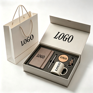 Custom 5 in 1 Corporate Client Appreciation Gift Set A5 Notebook Metal Pen <b>Ceramic</b> Mug <b>Coaster</b> Keychain for Business - Product Image 1