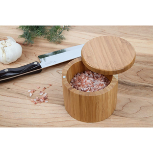 กระปุกใส่เกลือไม้ไผ่ทรงกลมขนาด6ออนซ์พร้อมล็อคแม่เหล็ก - Product Image 2