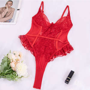 Body in Pizzo Trasparente <span class=keywords><strong>Sexy</strong></span> di Alta Qualità per Donna <span class=keywords><strong>2023</strong></span>, Intimo Ricamato Leggero e Traspirante ad Asciugatura Rapida, Set 2 Pezzi - Product Image 4