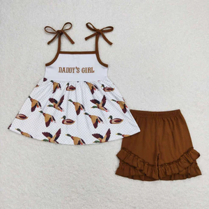 Conjuntos de Verano de 2 Piezas para Niños y Niñas al por Mayor, Camiseta de Manga Corta con Bordado de 'Daddy's Girl/Boy' y Pantalones Cortos con Estampado de Pato Mallard para el Día del Padre - Product Image 2