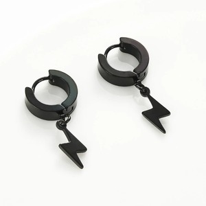 1 Par de Pendientes de Aro con Colgante de Rayo de Acero Inoxidable, Elegantes, Unisex, con Diseño de Rayo, Joyería de Regalo - Product Image 4