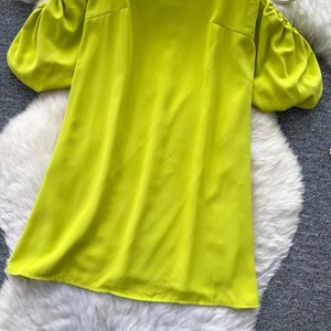 Blouses d'été <span class=keywords><strong>sexy</strong></span> à manches courtes pour femmes, chemises unies à manches bouffantes, hauts <span class=keywords><strong>sexy</strong></span> pour femmes, vêtements pour femmes en gros - Product Image 3