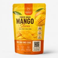 Sachet personnalisé avec fermeture éclair, un code par sachet, pour mangues lyophilisées, avec code QR, emballage pour snacks aux fruits