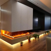 Cheminée de brouillard silencieuse commerciale pour hôtel Villa appartement salon utilisation intérieure double LED brevet système d'eau automatique caisse en bois