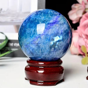 หินมูนสโตนธรรมชาติขัดเงา หินคริสตัลสีฟ้า ทรงกลม สำหรับตกแต่งบ้าน ของขวัญวันอีสเตอร์ ขายส่ง - Product Image 5