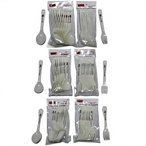 Set di Posate in Plastica Bianche Stampate per Commercio Estero: Forchette e Cucchiai (12 Pezzi per Sacchetto); Set Moderno Minimalista Stile Occidentale - Product Image 6