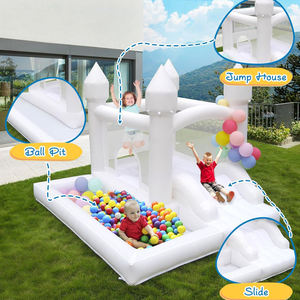 Castillo Inflable Blanco de 9x9x7 Pies con Tobogán y Piscina de Pelotas, Decoración para Fiestas de Bodas y Niños, Interior y Exterior - Product Image 2