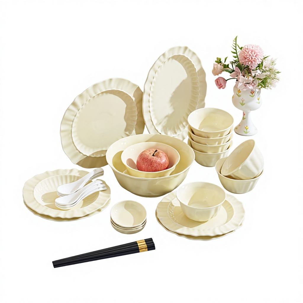 white 10-person 51-piece set-cream lace