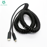 Kabel Spiral PU 5 inti kustom kabel pengisi Data PU Tipe C ke USB C kabel pengisi daya Data USB Tipe C kabel PU
