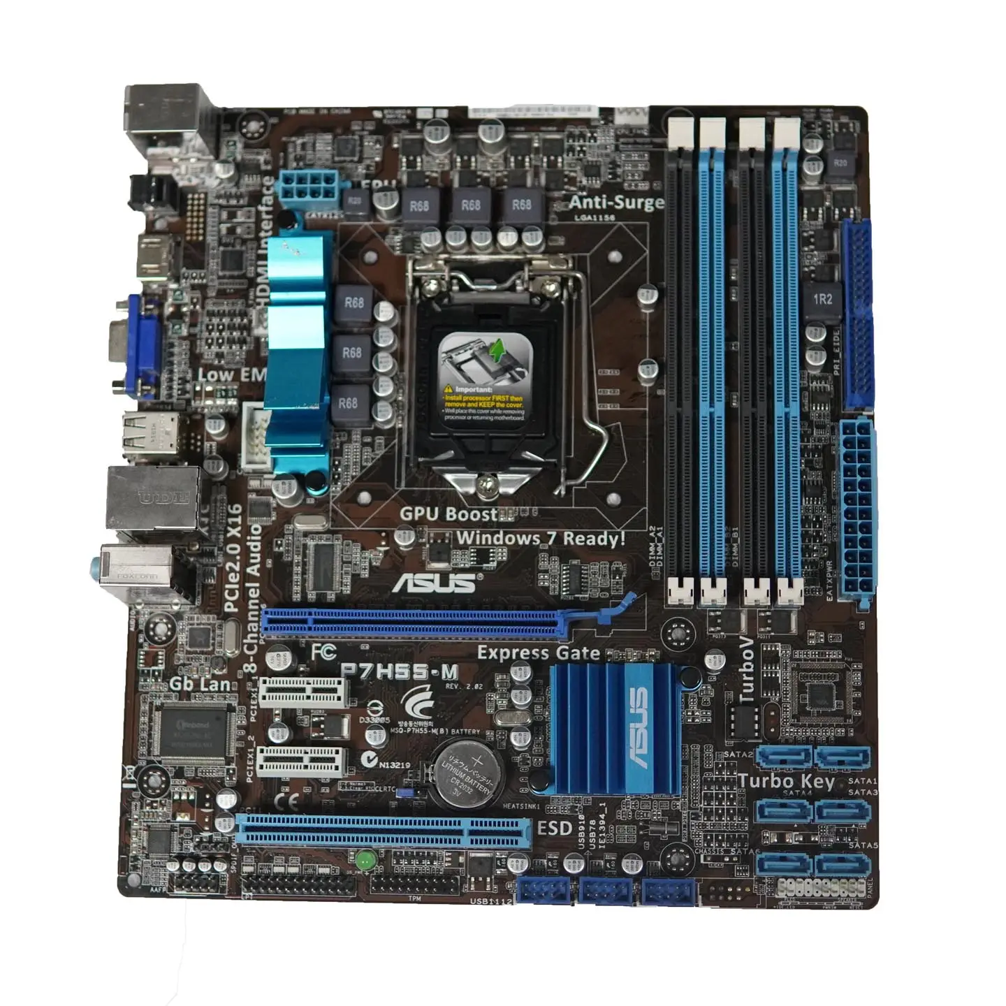 Motherboard P7H55-M Chipset H55 bekas LGA 1156 DDR3 Mainboard mendukung prosesor I3/I5/I7 komputer Desktop dengan pengiriman cepat