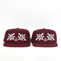 Casquettes Snapback Bordeaux Personnalisées avec Logo Brodé Floral, Vente Directe Usine, Chapeaux Pillbox Vintage Streetwear en Coton à Visière Plate