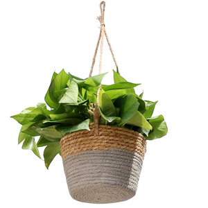 Pot en rotin pour <span class=keywords><strong>plante</strong></span> d'intérieur suspendu jardinière de fleurs panier suspendu tissé en <span class=keywords><strong>corde</strong></span> de jute - Product Image 1