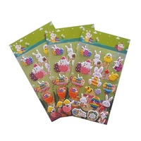 Autocollants en gros pour œufs de Pâques, motif lapin, impression UV 3D à bulles, pour activités de fête et cadeaux pour enfants