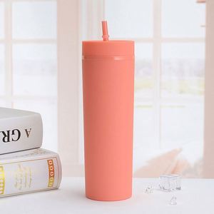 Gobelet réutilisable de luxe 24oz en PP noir mat personnalisé, écologique, avec couvercle et paille, pour boissons Boba, en plastique anti-corrosion - Product Image 1