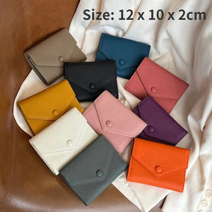Portefeuille court pour femme, portefeuilles simples à trois volets en cuir de vachette, mode coréenne, porte-monnaie enveloppe, porte-cartes fin pour femme, cuir véritable - Product Image 2