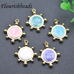 Fashion Design Gold Plated Enamel Round Joyas Encanto Charm