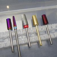 Ensemble de forets à ongles en tungstène revêtus de violet/or/bleu 4XC 5XC, accessoires pour perceuse à ongles