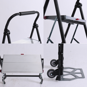 Carretilla Multifuncional Plegable para el Hogar, Carro de Almacén con Escalera de 2 Peldaños - Product Image 3