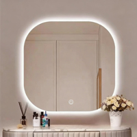 Miroir de courtoisie LED anti-buée haut de gamme avec écran tactile et interrupteur intelligent, design carré moderne pour la maison, les salons, les hôtels, les hôpitaux