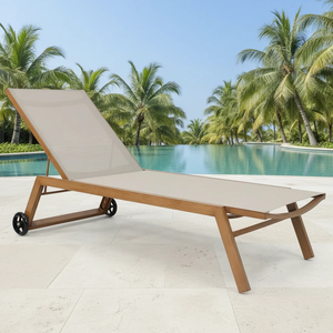 Tumbona de <span class=keywords><strong>Aluminio</strong></span> <span class=keywords><strong>con</strong></span> <span class=keywords><strong>Ruedas</strong></span> y Malla de Tela para Exteriores, de Alta Calidad, para Piscinas de Hoteles - Product Image 2