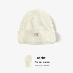 Unisex Two in One Winter mütze Radfahren Wind dicht Kalt beständig Hochela tische Strick mütze Pullover Sturmhaube mit benutzer definiertem Logo - Product Image 2