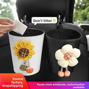 Bote de basura de cuero con diseño de dibujos animados para <span class=keywords><strong>coche</strong></span>, colgante para respaldo, bolsa de basura impermeable, cubo de almacenamiento de desechos, cubo para paraguas, accesorio para automóvil - Product Image 4