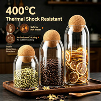 Pot de conservation en verre borosilicate avec bouchon en liège, hermétique, pour grains de café, thé, épices, aliments, logo personnalisé, vente en gros