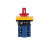 CanTak LW26-20 Saklar Putar Tiga Lapis Bersertifikasi CE / RoHS, Pemilih Pengalih Voltmeter Pelat Kuning Gagang Merah 440V/20A