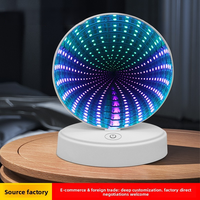 Lampe de nuit LED RGB 3D à effet miroir infini, tunnel lumineux décoratif coloré pour chambre à coucher, chevet, bureau, décoration intérieure, cadeau CE RoHS