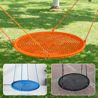 Balançoire ronde Ropecube, balançoire suspendue robuste de 660 lb pour enfants, siège de hamac intérieur/extérieur parfait pour la cour, le parc, la cour de jeux