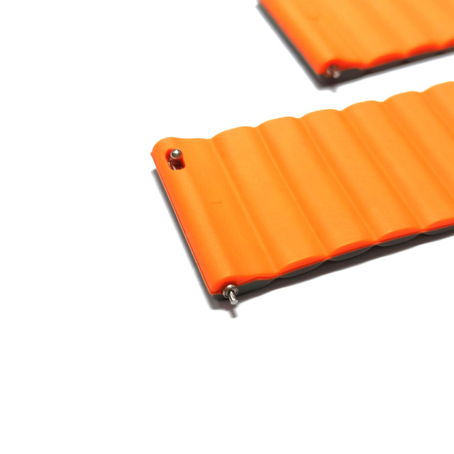 Custom Designed High Quality Bendable Silicone Orange/Grey 22mm Watch Strap Magnetic Band Lanjo Brand Model B9722 40-70 Hardness