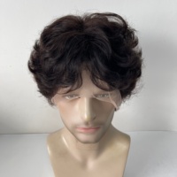 Perruque complète en cheveux humains Remy indiens 100% naturels, bouclés lâches, transparente pour perruque à dentelle, coupe courte dégradée pour hommes, nœuds décolorés