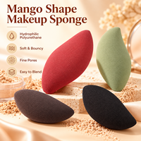 Spons Makeup PU Hidrofilik Bentuk Mangga Grosir, Alat Makeup Foundation Basah Kering Berpori Halus, Spons Makeup